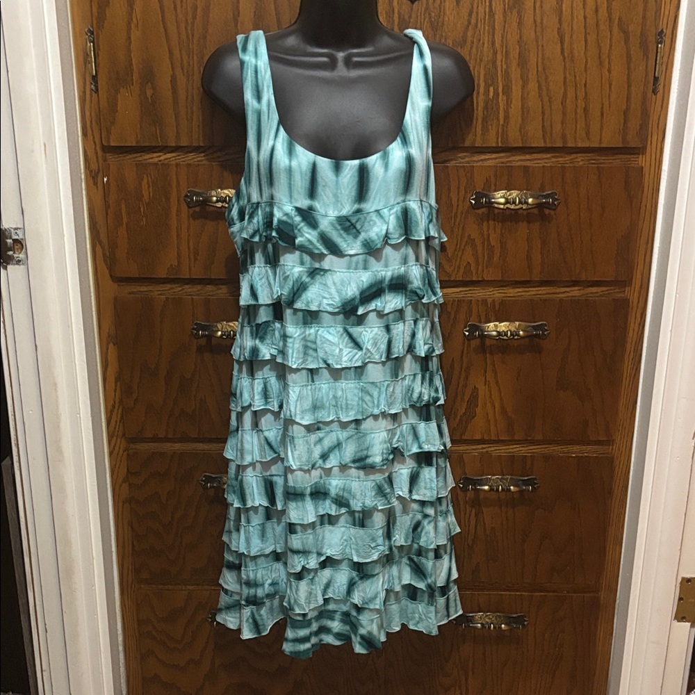Sleeveless Teal Ruffle Dress
